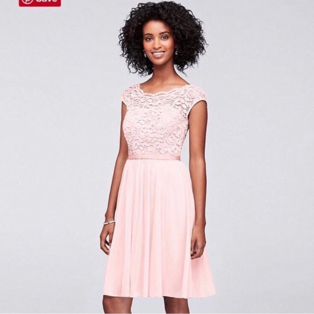 David’s Bridal Light Pink Lace Dress